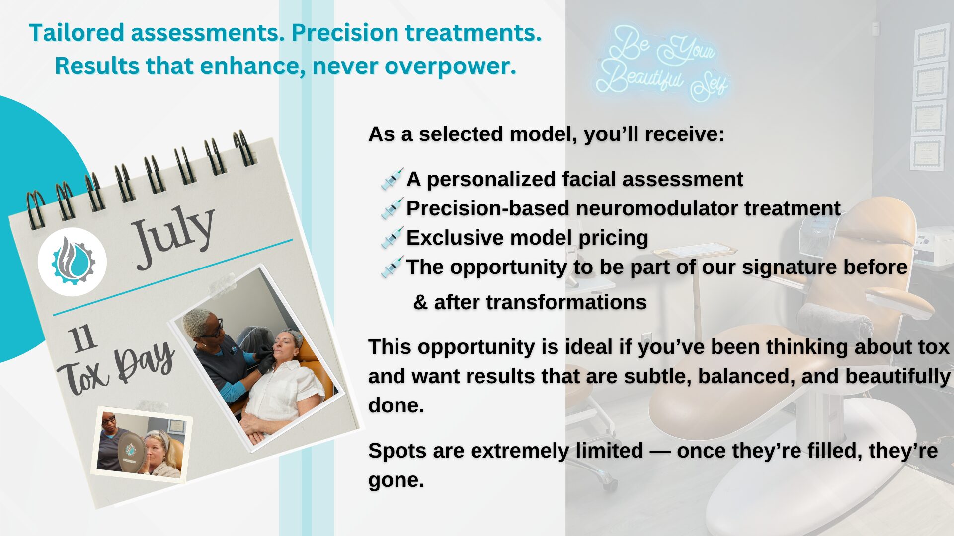 Photos of consultation and treatment for Tox Day. 